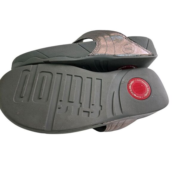 Fitflop Walkstar Bronze Leather Thong Comfort Sandals Size 10 - Picture 5 of 7